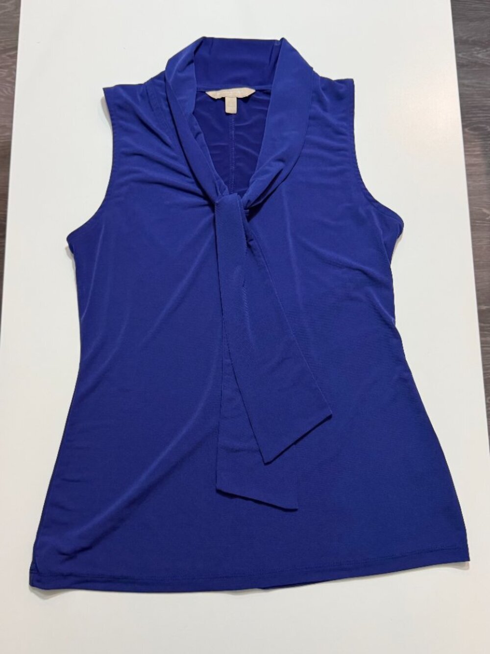 Banana Republic Tie Neck Sleeveless Top - Cobalt Blue Size S - Picture 3 of 8
